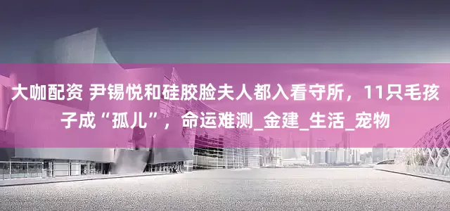 大咖配资 尹锡悦和硅胶脸夫人都入看守所，11只毛孩子成“孤儿”，命运难测_金建_生活_宠物